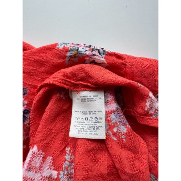 MAEVE Hansley Orange Floral Jacquard V-Neck Puff Sleeve Blouse Top, Size 6 - Picture 12 of 14